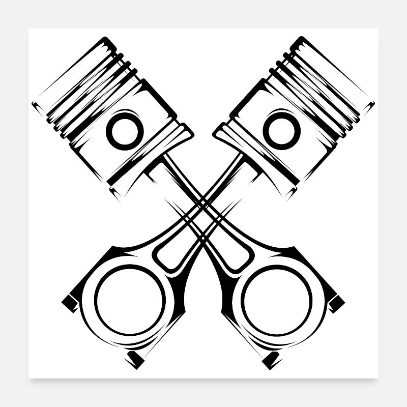 Piston Car Illustration Logo icône Icône Graphique Poster 60 x 60 cm
