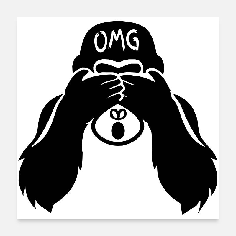 Drôles de mains de singe devant le visage - Gorilla OMG2 Poster 60 x 60 cm
