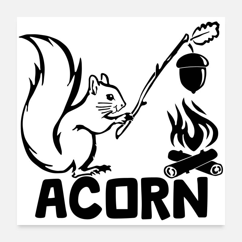 Acorn - Hungriges Eichhörnchen [Schwarz] Poster 60x60 cm