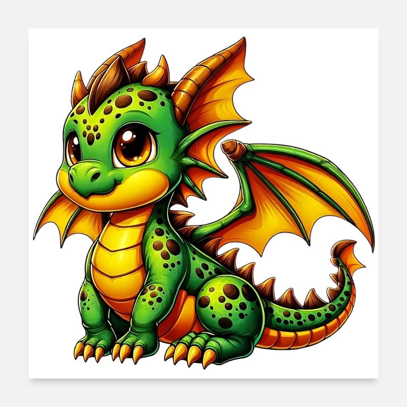 Drache - Poster 60x60 cm - Weiß
