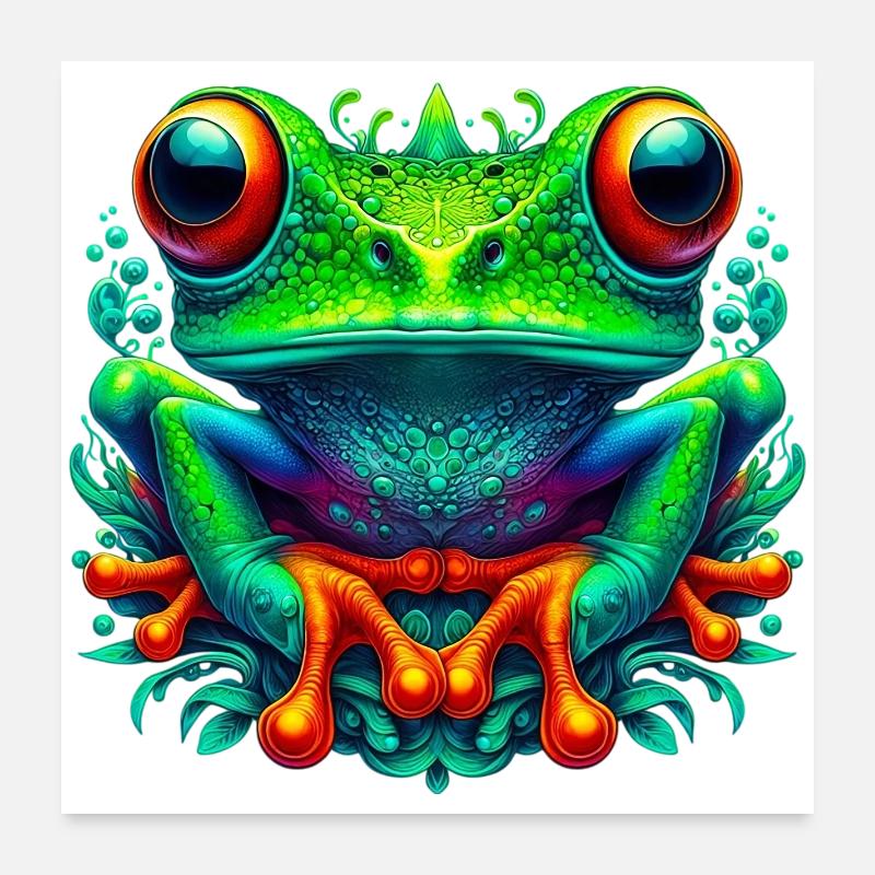 Frosch - Poster 60x60 cm - Weiß