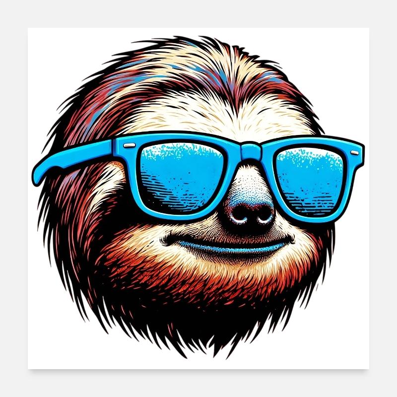 Faultier mit Sonnenbrille Poster 60x60 cm