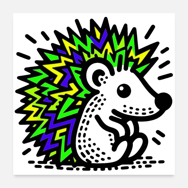 Igel - Poster 60x60 cm - Weiß