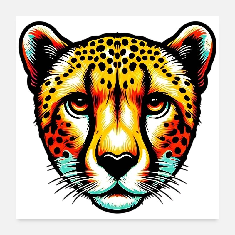 Cheetah - Poster 24" x 24" (60x60 cm) - white