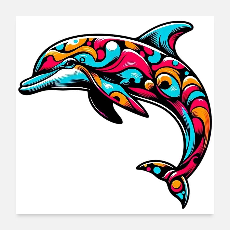 Dolphin Poster 24" x 24" (60x60 cm)