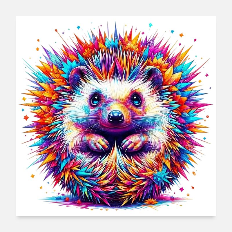 Igel - Poster 60x60 cm - Weiß
