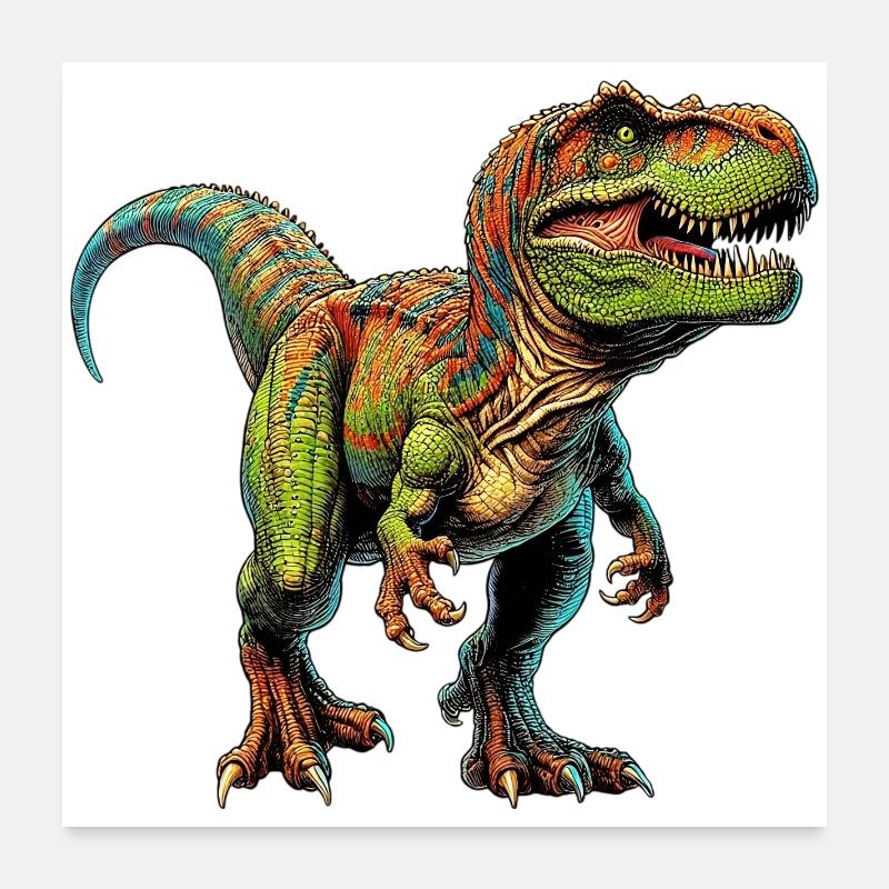 Dinosaurier - Poster 60x60 cm - Weiß