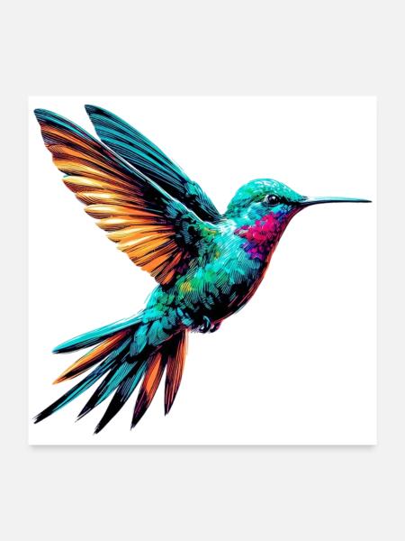 Kolibri - Poster 60x60 cm - Weiß - Vorne