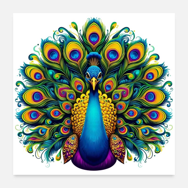 Peacock Poster 24" x 24" (60x60 cm)