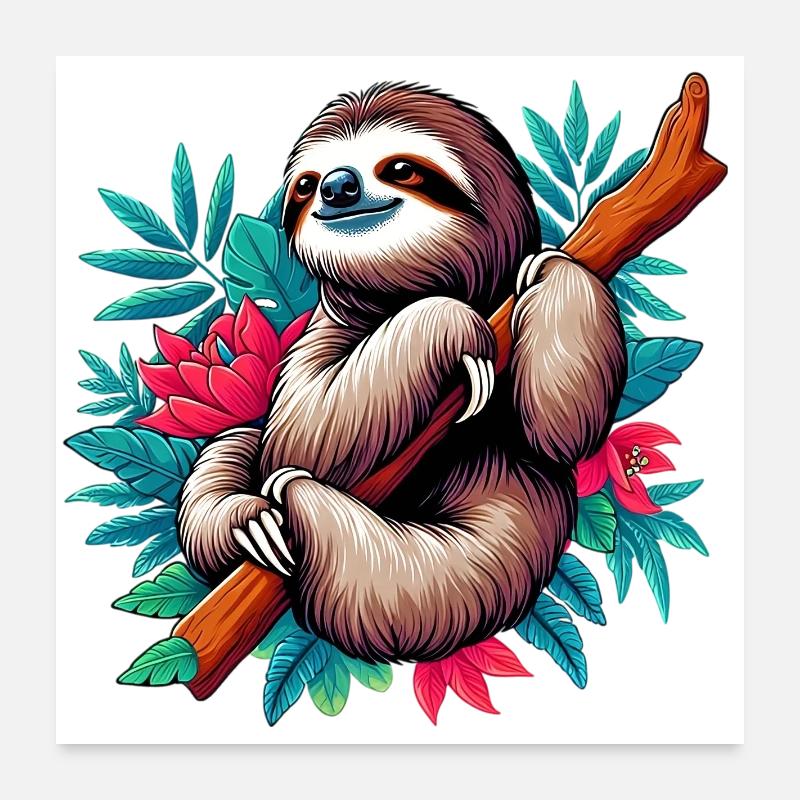 Faultier Poster 60x60 cm