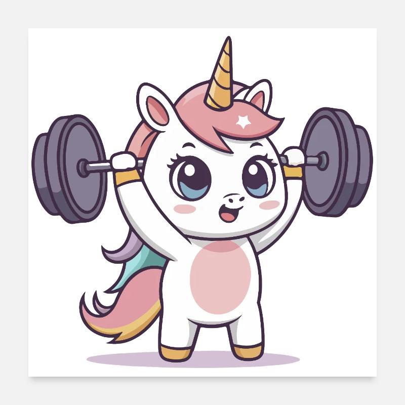Einhorn-Athlet im Training Poster 60x60 cm