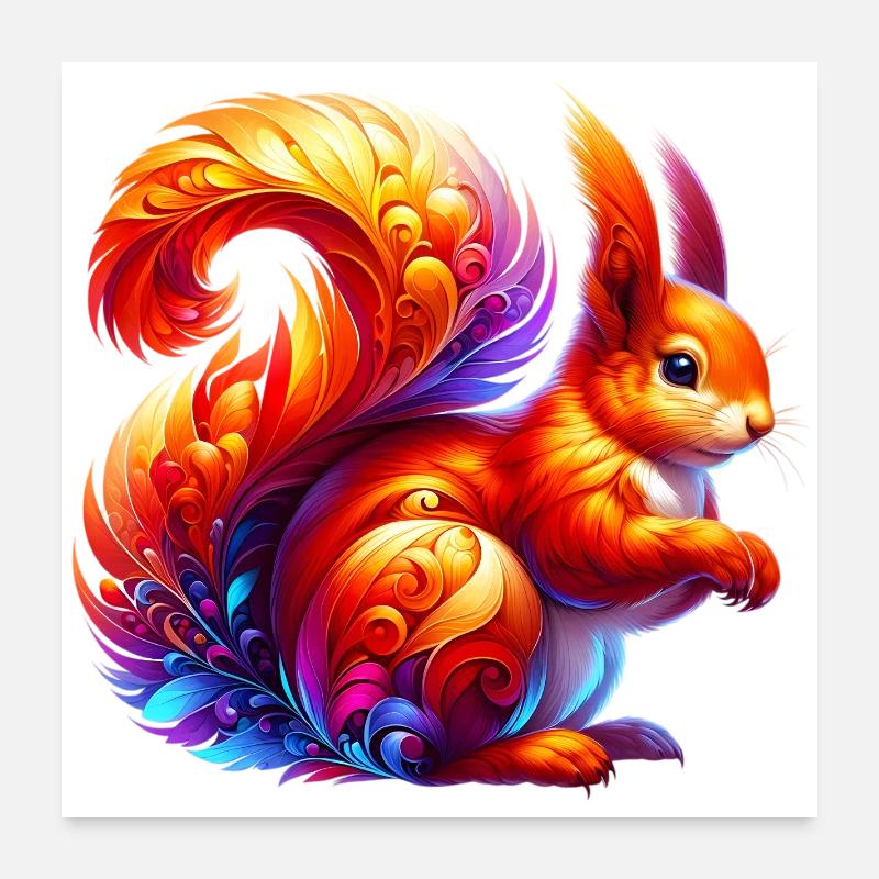 Eichhörnchen - Poster 60x60 cm - Weiß