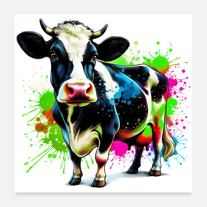 Kuh - Poster 60x60 cm - Weiß