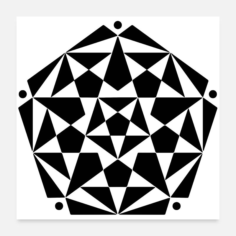 Fractal Pentagram Star Design - Poster 24" x 24" (60x60 cm) - white