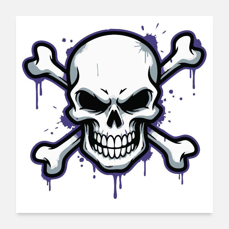 Düsterer Skull mit Knochen Poster 60x60 cm