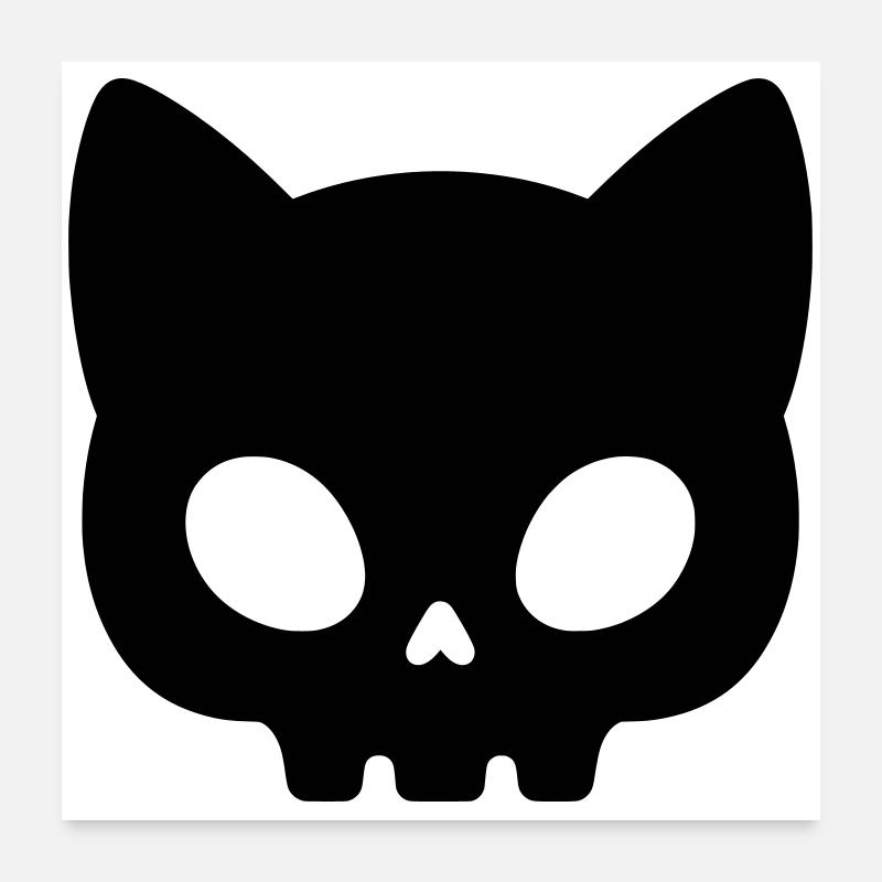 Cat Skull Silhouette | Cute Gothic Mask Poster 24" x 24" (60x60 cm)