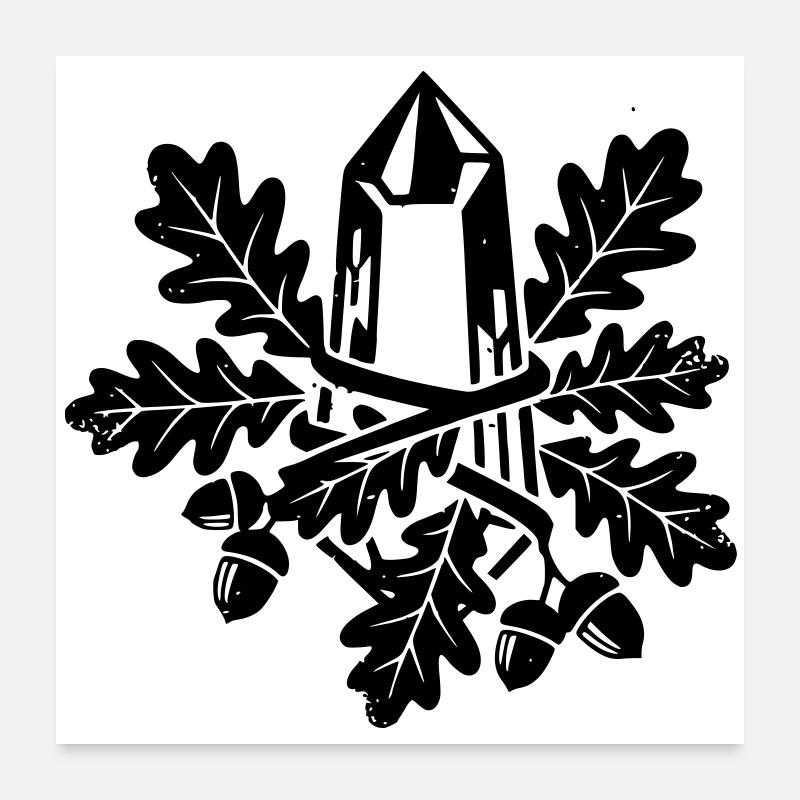 Kristall Eichenblatt Magie Wald Poster 60x60 cm