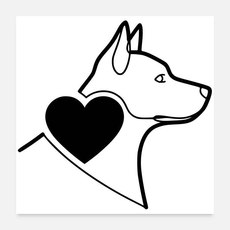 German Shepherd Heart Filled Minimal Poster 24" x 24" (60x60 cm)