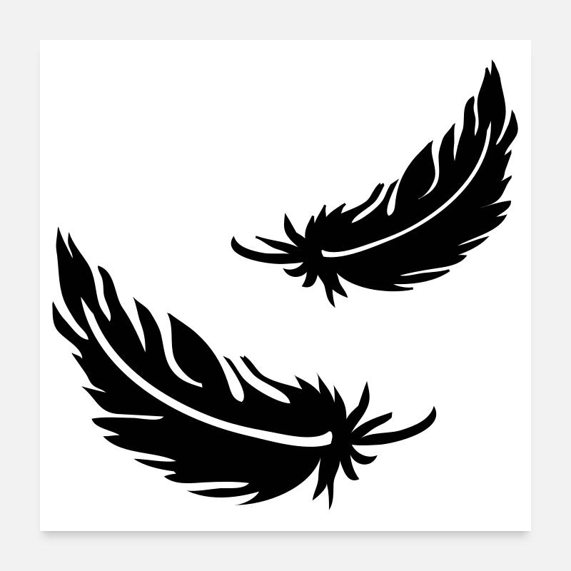 Deux plumes volantes - Poster 60 x 60 cm - blanc