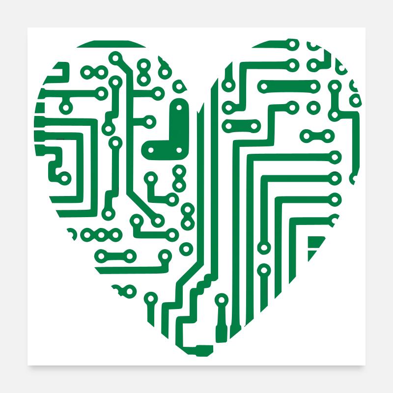 Computer-Herz Poster 60x60 cm