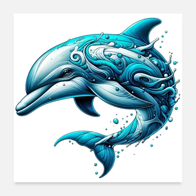 Dolphin Poster 24" x 24" (60x60 cm)