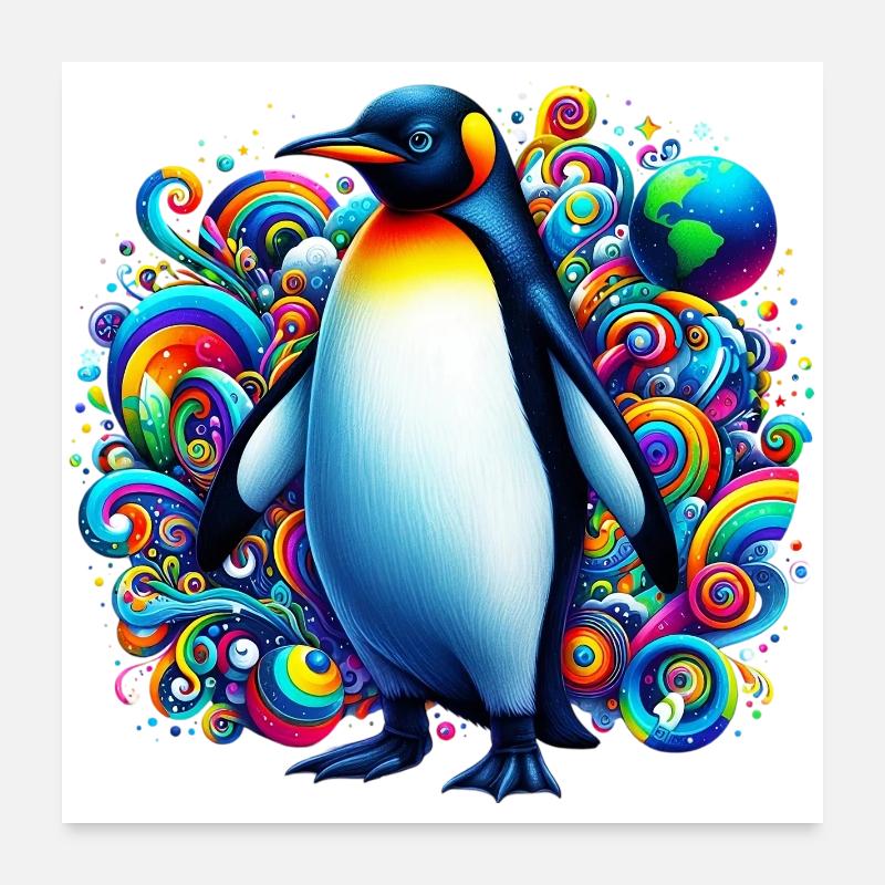 Pingouin - Poster 60 x 60 cm - blanc