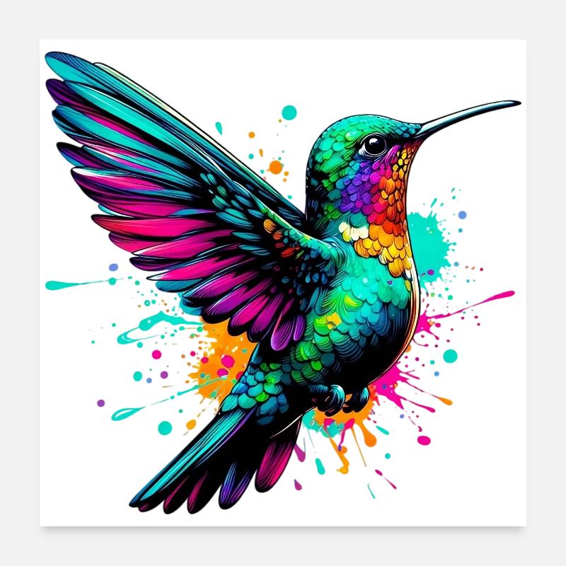 Colibri - Poster 60 x 60 cm - blanc