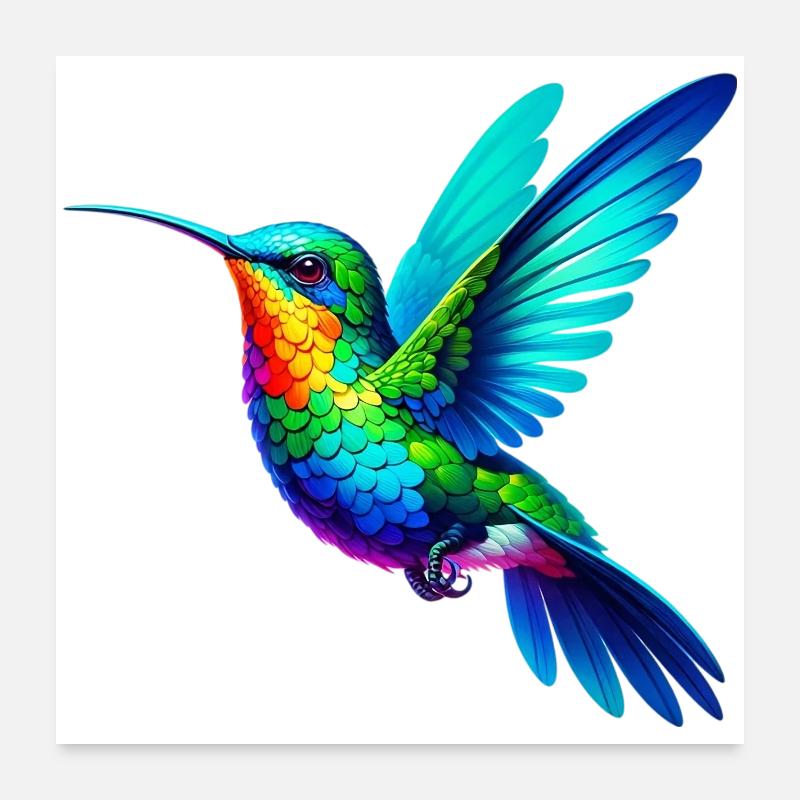 Kolibri - Poster 60x60 cm - Weiß
