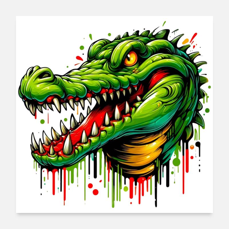 Alligator-Krokodil Poster 60x60 cm