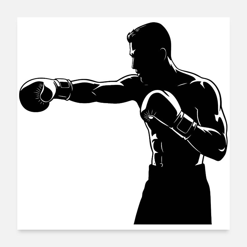 Ring de boxe Fighter crochet droit Poster 60 x 60 cm