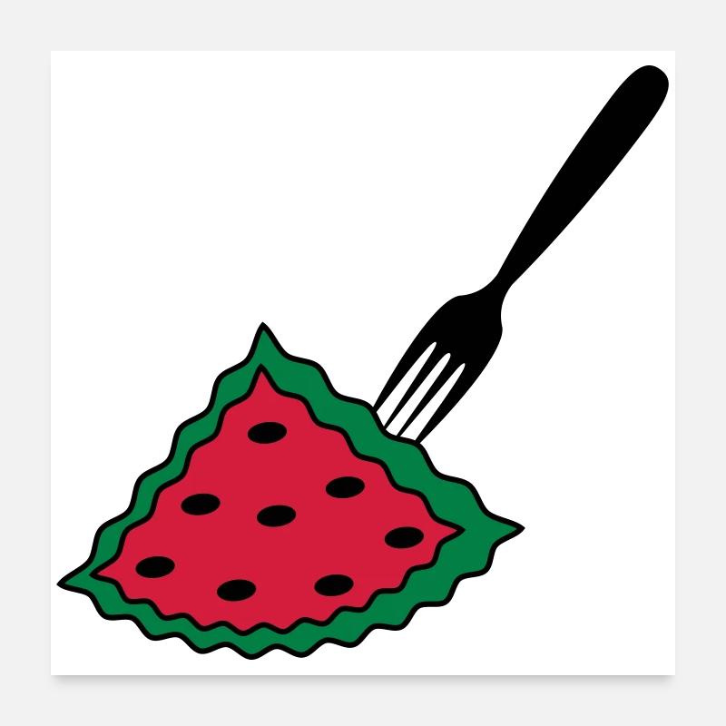 Melon avec fourchette Poster 60 x 60 cm