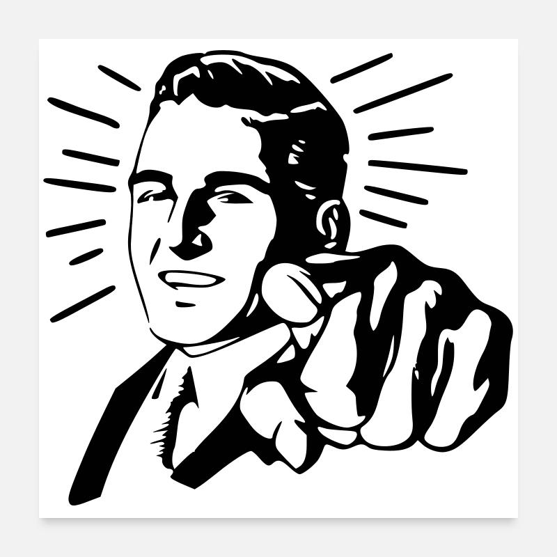 Uomo che punta Poster 60x60 cm