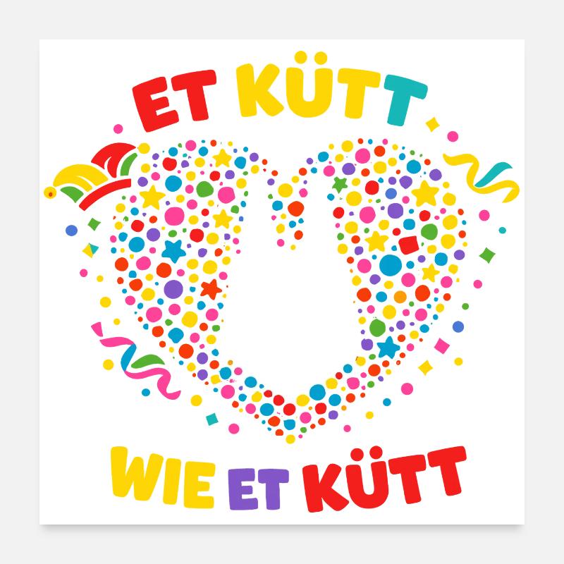 Déguisement de confettis de Cologne Jeck de Carnaval Poster 60 x 60 cm