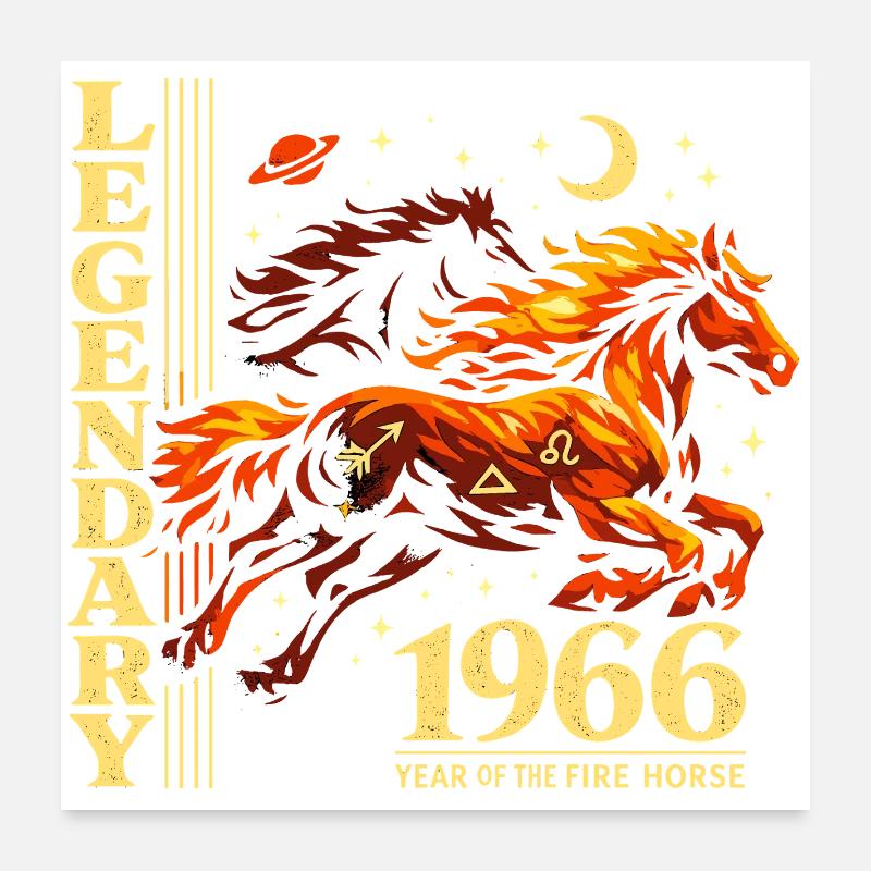 1966 Fire Horse 60e anniversaire du Cheval Poster 60 x 60 cm