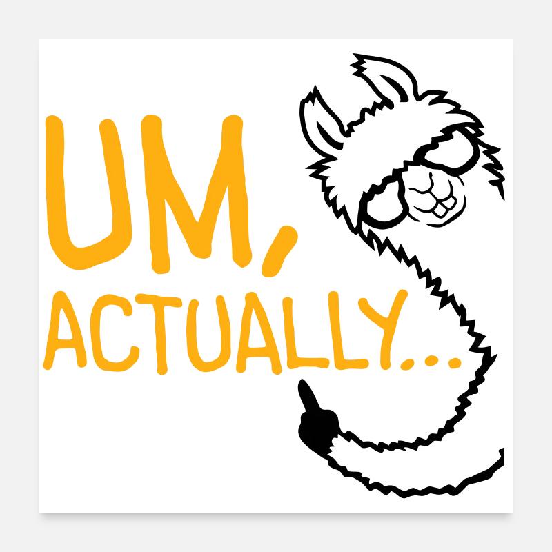 Lama Alpaka Um Actually Lustig Nerd Klugscheißer Poster 60x60 cm