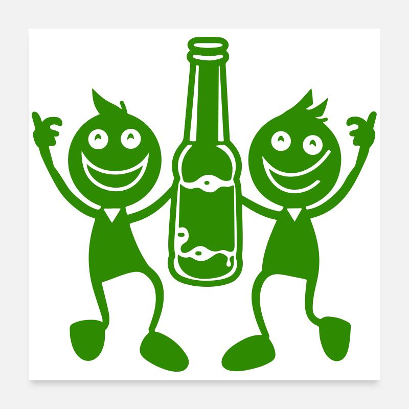 Duo vert avec bouteille de bière Poster 60 x 60 cm
