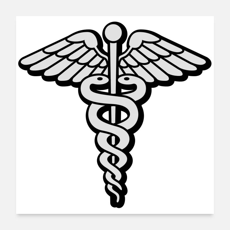 Asklepiosstab | Hipsiegel | Heilung | Health | Poster 24" x 24" (60x60 cm)