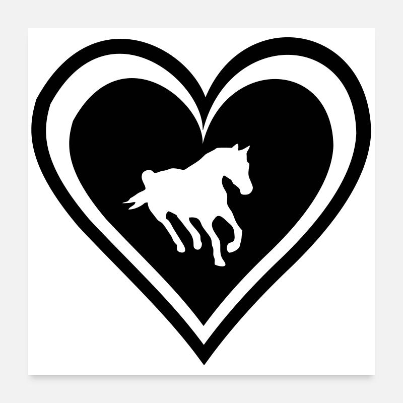 Herz mit Pferd Poster 60x60 cm