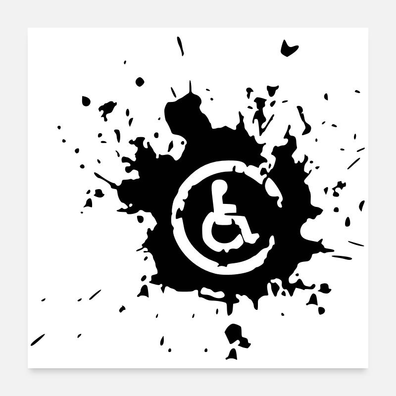Bild Rollstuhl Behinderte Farbspritzer * - Poster 60x60 cm - Weiß