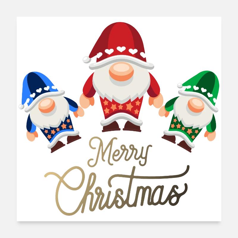 Gnomentrio Weihnachtszauber - Poster 60x60 cm - Weiß