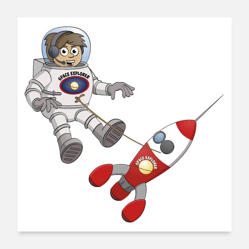 "L'astronaute et son vaisseau spatial" Poster 60 x 60 cm