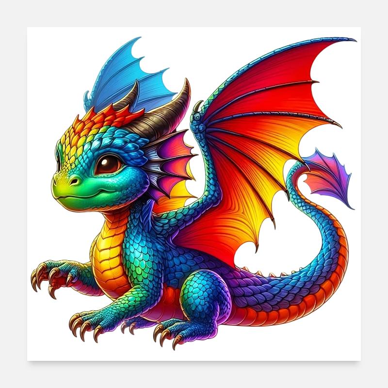 Dragon - Poster 60 x 60 cm - blanc