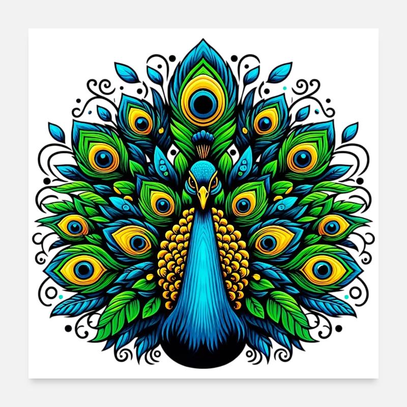 Peacock Poster 24" x 24" (60x60 cm)