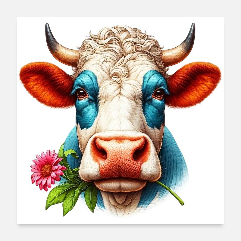 Fleurs de fleur de vache Poster 60 x 60 cm