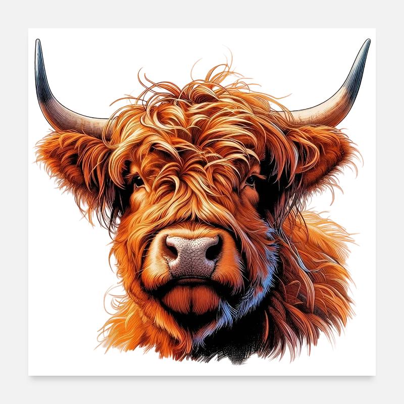 Vache écossaise des Highlands Poster 60 x 60 cm