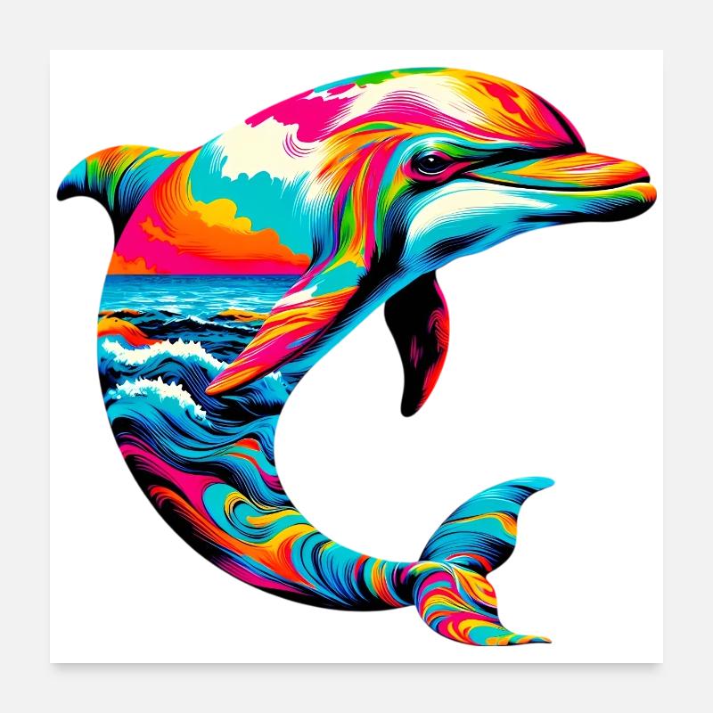 Dolphin Poster 24" x 24" (60x60 cm)
