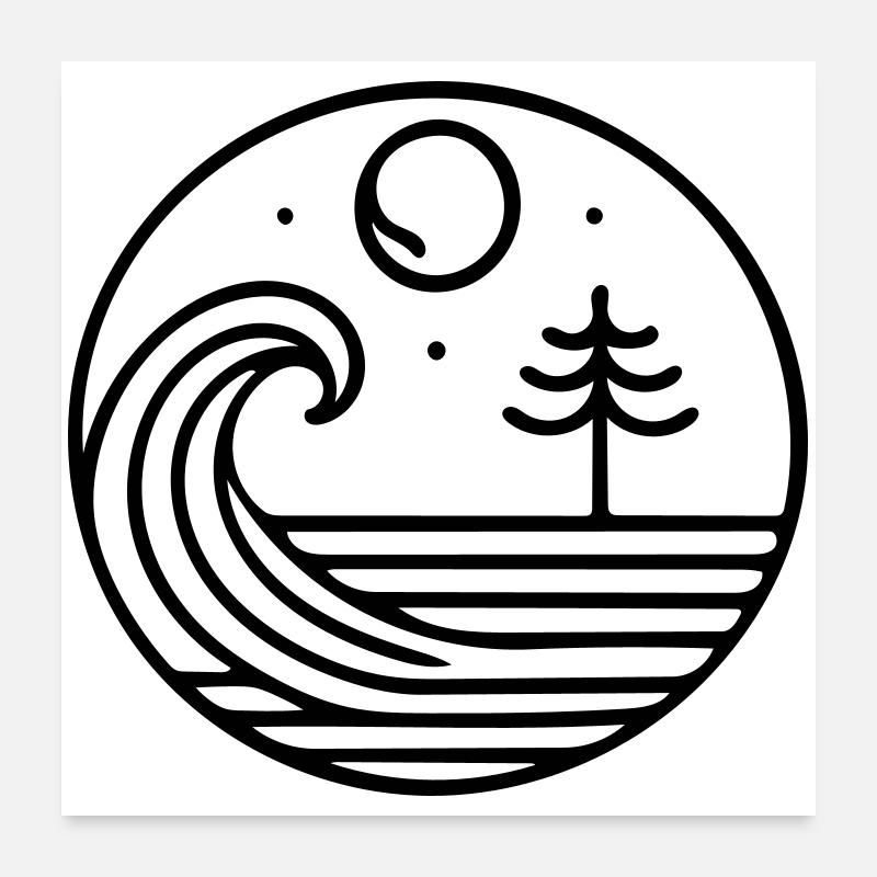 Nature in harmony – wave and moon in circulation Poster 24" x 24" (60x60 cm)