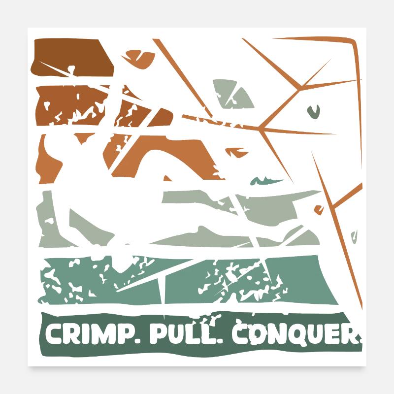 Bouldern – Crimp. Pull. Conquer. Poster 60x60 cm
