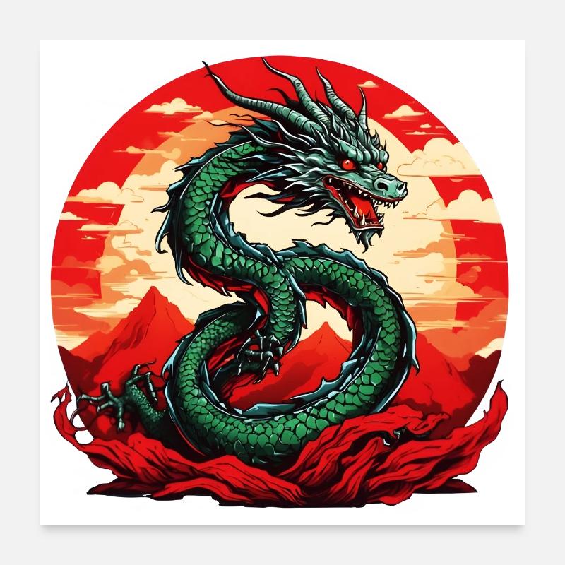Dragon japonais Poster 60 x 60 cm
