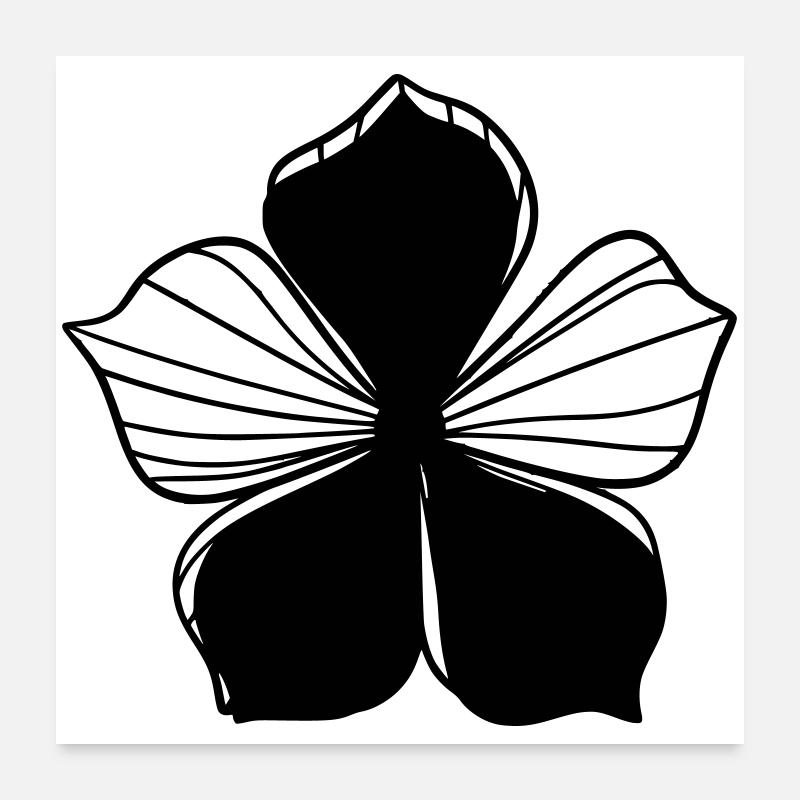 Design floral graphique transparent - Graphique fleur - Poster 60 x 60 cm - blanc